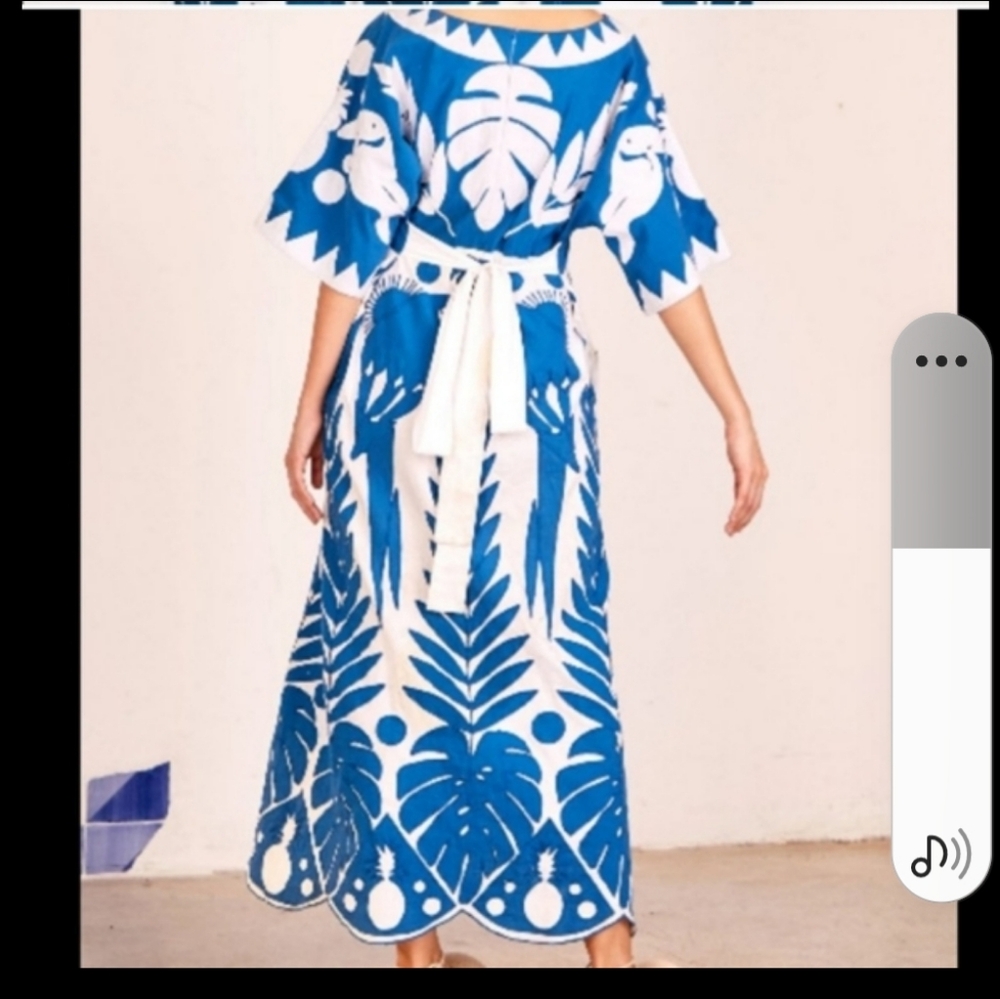XS/S Farm Rio Blue Embroidered Maxidress - Picture 5 of 5